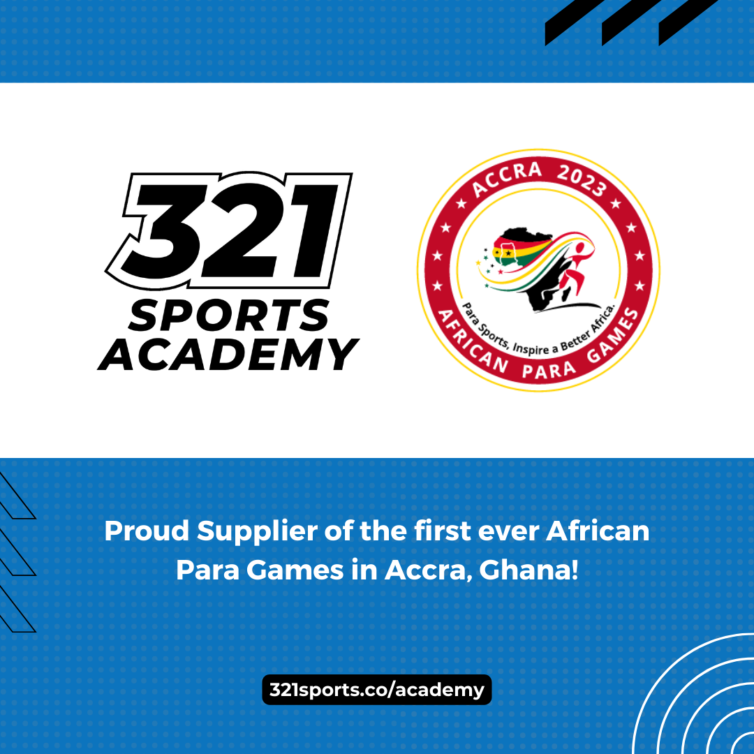 The 321 Sports Academy and Accra 2023 logos beside each other